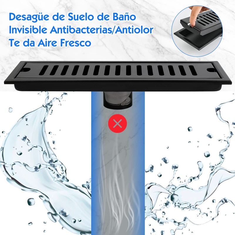 HEEDU Drenaje de Piso Rectángulo, SUS304 Hogar Acero Inoxidable Accesorios