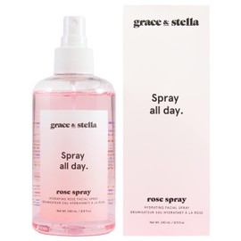 grace & stella Award Winning Rose Water Facial Spray (240ml) - Vegan - Rose Water Spray for Face - Rosewater Spray Toner Rose Hydrosol - Rose Spray Facial Mist - Rosewater Spray Toner Rose Hydrosol