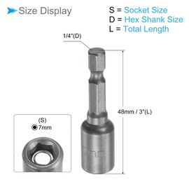 CoCud Quick-Change Nut Setter Driver Bit, 7mm Metric 48mm Length 1/4" Shank, CR-V Magnetic Straight Shank Setter Drill Bits - (Applications: for Auto Repair)