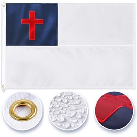 Christian 5x8 Feet Flag - Embroidered 210D Nylon with Sewn Panels