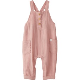 little planet by carter's unisex-baby Organic Cotton Gauze Overall Jumpsuit, Dusty Rose, NB