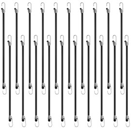 20 PCS Small Bungee Cords with Hooks, Black Adjustable Bungee Cords, Mini Bungee, Tarp Straps with Hooks for Camping Luggage Roof Racks Car Tents Tarps Bikes (Black)