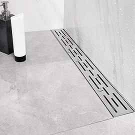 Neodrain 48 Inch Rectangular Linear Shower Drain with Brick Pattern Grate, Brushed 304 Stainless Steel Bathroom Floor Drain,Shower Floor Drain Includes Adjustable Leveling Feet, Hair Strainer