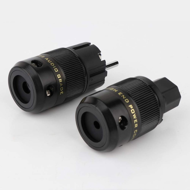 P078ER 1 Pair HiFi Schuko Plug AC 16A 250V Rhodium-Plated
