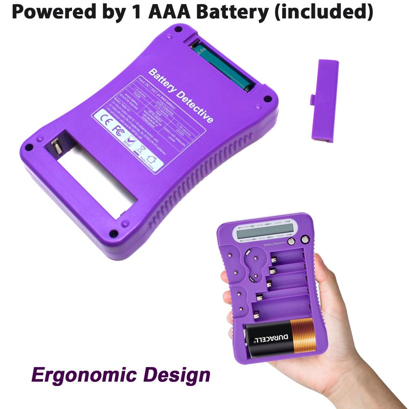 Battery Detective 12 Type Battery Tester with LCD Display, AAA