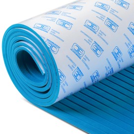 OCEANBROAD Self-Adhesive 96''x23.5'' Boat Flooring Strip Cut Grooves EVA Foam Sheet Non-Slip Traction Pad for Boats Decking Surfboard SUP Paddleboard Kayak, Blue