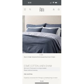 Restoration Hardware RH Restoration hardware ESMÉ COTTON-LINEN KING SHAM twilit - Navy Blue NEW  NWT