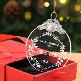 Wedding Gifts for Couples 2024 First Christmas Married Ornament, Mr and Mrs Gifts, Bridal Shower Gift, Newlywed Ornament, Engagement Gifts for Her, Just Married, Bachelorette Gifts for Bride