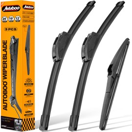 AUTOBOO 24"+19" Windshield Wipers Blades Replacement for 2009-2018 2019 2020 Dodge Journey with 12" Rear Wiper Blade -Original Factory Quality (Pack of 3)