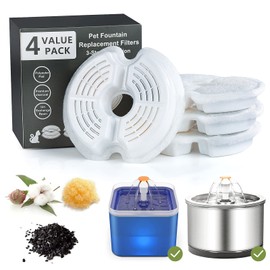 Diealles Shine Replacement Filter for Drinking Fountain, Pack of 4 Water Filter Cat Fountain with Resin and Activated Carbon, Cat Fountain Filter for Drinking Fountain for Cats and Dogs