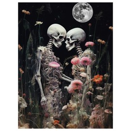 Reivworl Skeleton Diamond Art Kits for Adults, Skeleton Diamond Painting Kits, Dot Art for Adults, for Gifts and Home Interior Decor 12x16 Inch