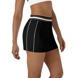 Jigfar Women High Waist Golf Tennis Club Skirt Dress Activewear Mini Summer Workout Running Athletic Skorts(F6006,Black,XL)