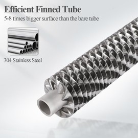 AB 33'' Side Arm Heat Exchanger Single Wall Fin Heat Exchanger Fin-Enhanced Stainless Steel 304 1"FNPT Water Heater and 3/4" FNPT Cold Water 18,500 Btu/hr