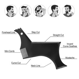 Beard Styling Comb Beard Shaping Tools, Beard Styling Black Plastics Hairline Trimming Beard Beauty Template, Flexible Stencil Comb/Contour Tracer Comb/Beard Guide Comb