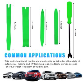 Ohleats 5PCS Auto Trim Removal Tool Kit, No Scratch Plastic Pry Tool Kit for Car Panel Audio Dashboard Dismantle, Automotive Interior Trim Molding Fastener Remover, Car Accessories (Green)