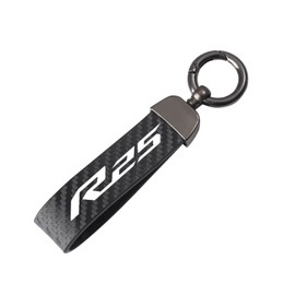 Carbon Fiber Motorcycle Keychain Keychain for Yamaha YZF-R25 R25 Motorcycle Accessories Motorcycle Keyhawk (Color: Black)