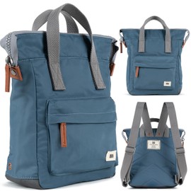 ORI LONDON Small Tote Bag Backpack - Nylon Tote Backpack for Women & Men - Wide Mouth, Chunky Zippers - The Bantry, Airforce Blue
