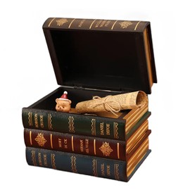 Tissting Vintage dummy book 16 x 20 x 14 cm (6.3 x 7.9 x 5.5 inches) storage box - decorative false book box for desk, shelf and living room, ideal as a jewellery and treasure chest