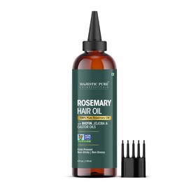 Majestic Pure 100% Pure Rosemary Oil for Hair Growth - Strengthening, Nourishing, Volumizing - Infused with Biotin Oil, Jojoba Oil & Castor Oil - Non GMO Verified - 4 Fl Oz - With Applicator