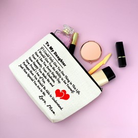 Daughter Gift from Mom Dad to My Daughter Birthday 25X17CM Makeup Bag Gift for Teen Girls Wedding Graduation Bridal Shower Gift for Adult Daughter Makeup Travel Pouch