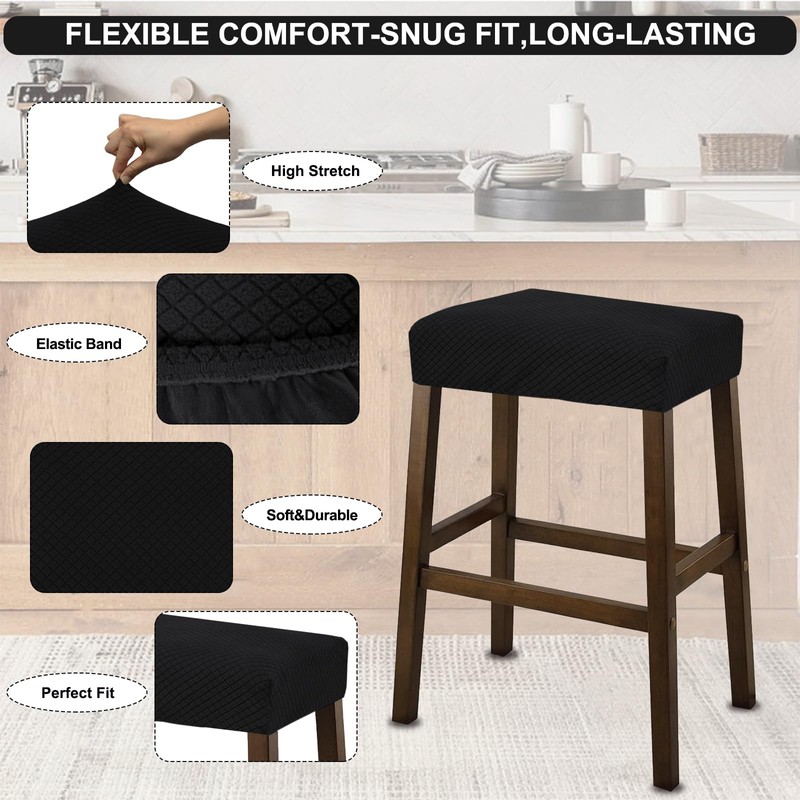NeColorLife Rectangle Bar Stool Covers,Stretch Waterproof Saddle Seat Covers for