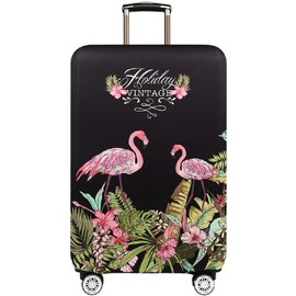 Suitcase Cover Elastic Suitcase Cover Bamboo Carbon Fibre 18-32 Inch Suitcase Protective Cover Luggage Cover Travel Suitcase Cover Suitcase Protector Luggage Cover Luggage Cover, flamingo, S, Suitcase