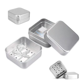 aninako Mouthpiece Case, Aluminum, Retainer Case, Denture Case, Portable, Invisa Line Compatible, Perforated and Breathable, Double Layer, Lightweight, Thin, Multifunctional, Portable, Durable