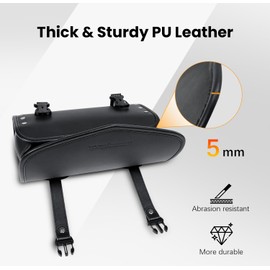 HmmtyRack Motorcycle Tool Bag,Universal Motorcycle Fork Bag,Waterproof PU Leather Roll Saddlebags Suitable for Harley Honda Suzuki Kawasaki (Black)