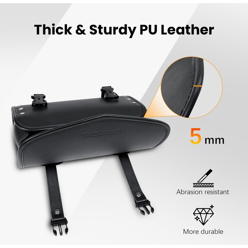 HmmtyRack Motorcycle Tool Bag,Universal Motorcycle Fork Bag,Waterproof PU Leather Roll