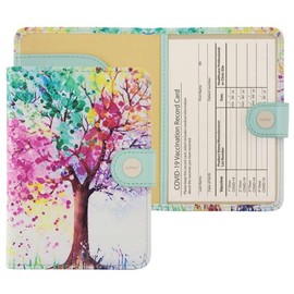 ZOPPEN Passport and Vaccine Card Holder Combo, Passport Holder with Vaccine Card Slot, Passport Wallet Cover Case Travel Document Organizer，Rfid Blocking Travel Wallet Womens and Men, Colorful Tree