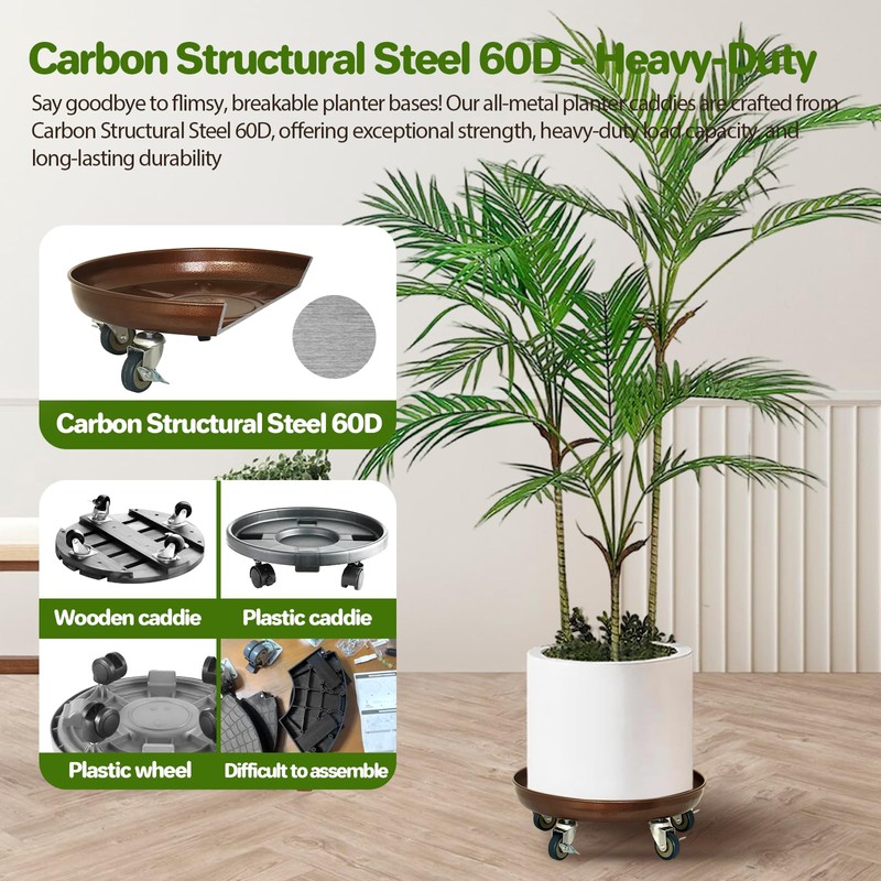 Plant Saucer 16" Rolling Plant Caddy Rolling Plant Stand with