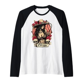 Chicana Con Sazón Vaquero Rodeo Art Raglan Baseball Tee