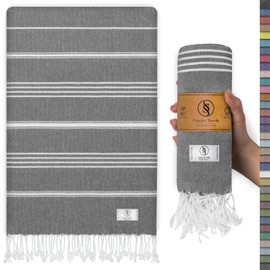 Ossano Gray Turkish Beach Towels - Quick Dry & Soft, Oversized (39" x 71"), Compact, Versatile and Functional, Ideal as Travel Blanket or Cruise Towel, Boat Towel