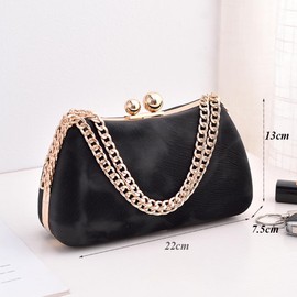RTGGSEL Women‘s Wedding Cocktail Evening Bag Purse Shoulder Crossbody Bags with Chain Strap Party Prom Satchel Handbag, Black, Evening Clutch Handbag