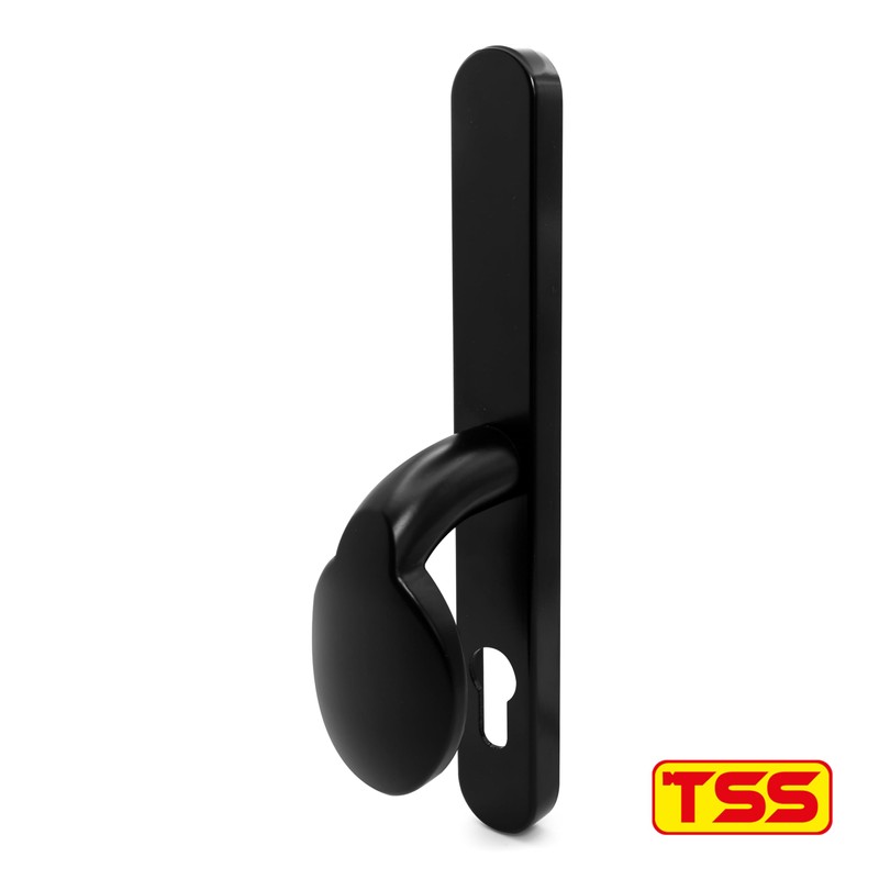 TSS Black UPVC Door Handle Pair Set with Lever and
