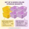 Small Plastic Baskets 6-Pack, Open Storage Weave Baskets Mixed Color,