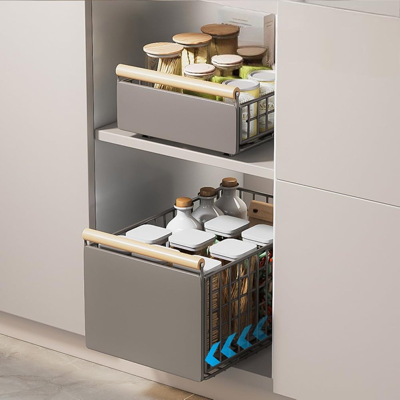 Curtainboro Pull Out Cabinet Organizer Fixed With Adhesive Film, Heavy