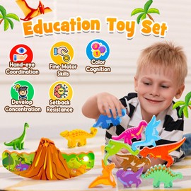 DejaNard Dinosaurier Spielzeug ab 3-7 Jahre Jungen, Spiele ab 3 4 5 Jahren Geschenk Junge 3 4 5 6 Jahre Kleine Ostergeschenke Kinder Montessori Spielzeug Kinderspielzeug Brettspiele ab 3-5 Jahre