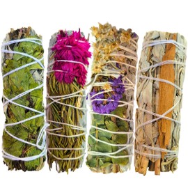 White Sage Variety Pack, Limited Edition White Sage Smudge Sampler Set - Cinnamon, Peppermint, Eucalyptus Floral, Rosemary Flower Smudging Gift Set (Seasonal Sage Variety Set)