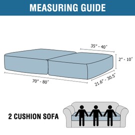 H.VERSAILTEX Velvet Stretch Couch Cushion Cover Plush Cushion Slipcover for Chair Loveseat Sofa Cushion Furniture Protector Seat Cushion Sofa Cover (2 Piece Large Sofa Cushion Covers, Grey)