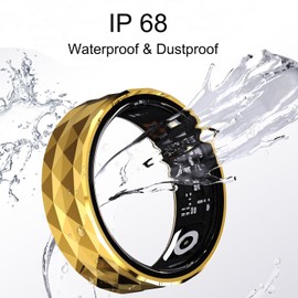 Smart Ring Health Tracker, Diamond Pattern Ring, Anillo Inteligente para Hombre, Health Rings for Women & Men, Long Lasting Batteries Sleep Ring, Waterproof Fitness Sleep Tracker (Black, 8)