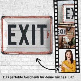 LANOLU Retro Tin Sign EXIT Sign Vintage Cinema Sign Party Room Decoration Pubs and Bar Decoration Retro Metal Sign as Gift Exit Garage 15 x 20 cm
