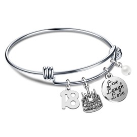 Birthday Gifts for Her Bangle Bracelets Live Laugh Love for 13th 18th 21st 30th 40th 50th 60th (18)