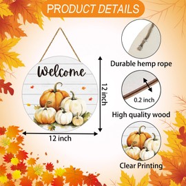 Fall Door Decor Pumpkin Patch Wall Decor Pumpkin Hanging Sign Fall Welcome Sign Wooden Front Door Hanger for Autumn Thanksgiving Harvest Farmhouse Porch Indoor Outdoor Home Decorations