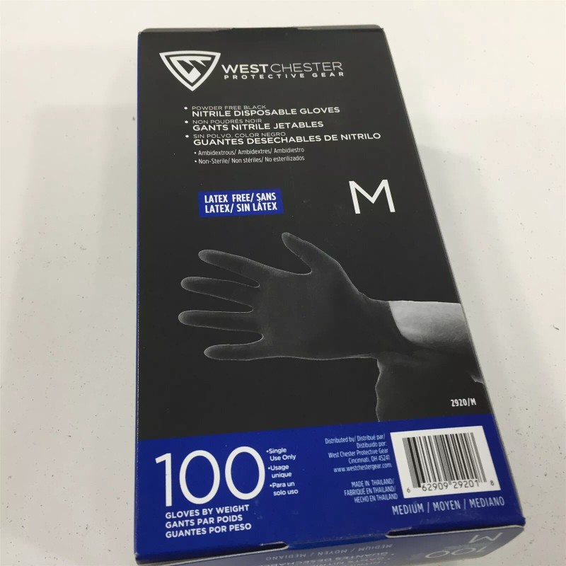 Westchester 2920 Nitrile Disposable Gloves Black M- 5 Mil- Box