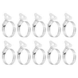 sourcing map 10Pcs Stainless Steel Hose Clamps Worm Gear Hose Clamp, 27-51mm(1-1/16" to 2") Adjustable Thumb Screw Key Type Clamps Fuel Line Clamps 12mm Bandwidth for Plumbing, Automotive