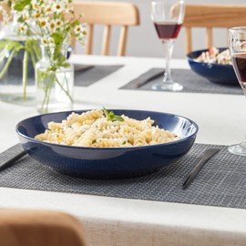 Y YHY 9.75" Large Pasta Bowls, 50 Ounces Big Salad Bowls, Ceramic Serving Bowl Set of 4, Blue