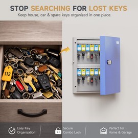 DiDiHere 32 Key Lock Box, Wall Mounted Key Management Cabinet with APP Access Log Tracking, 3-Digit Combination Lock & Backup Key, Key Organizer Lockbox for Home, Small Office, Rental