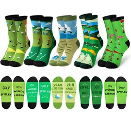 FestiKiva Calzini da golf per uomini, calzini di cotone divertenti regali calzini comodi per compleanno, accessori da golf, Confezione da 5 pezzi, verde, Taglia unica