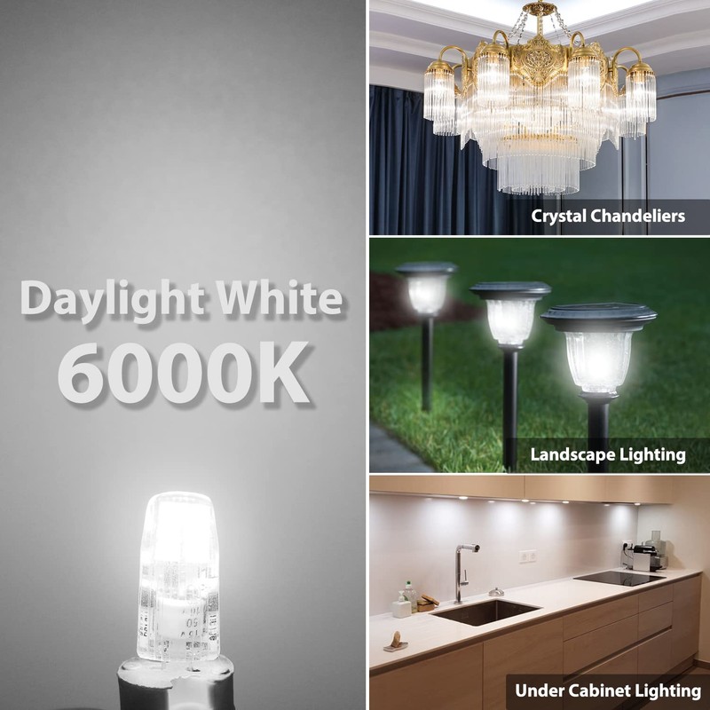 YUIIP G4 LED Light Bulbs 6000K Daylight White, 2W Equivalent
